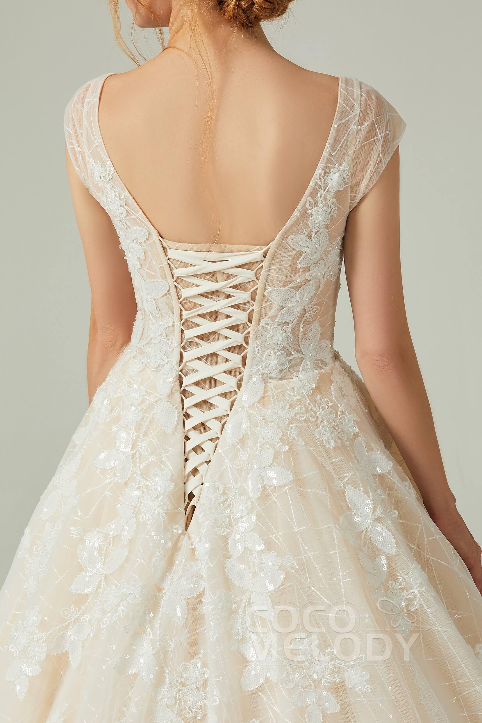 A-Line Chapel Train Tulle Wedding Dress CW2168 - COCOMELODY