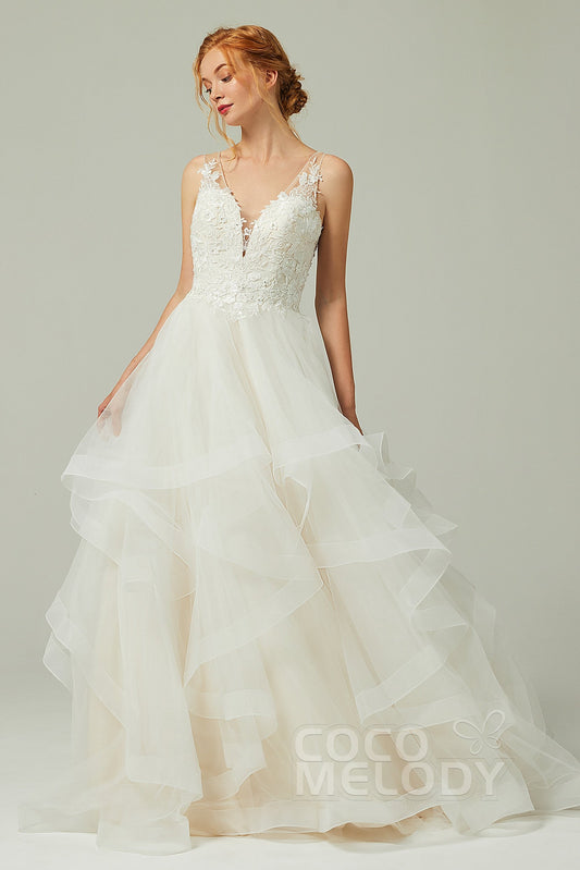 A-Line Court Train Tulle Wedding Dress CW2179