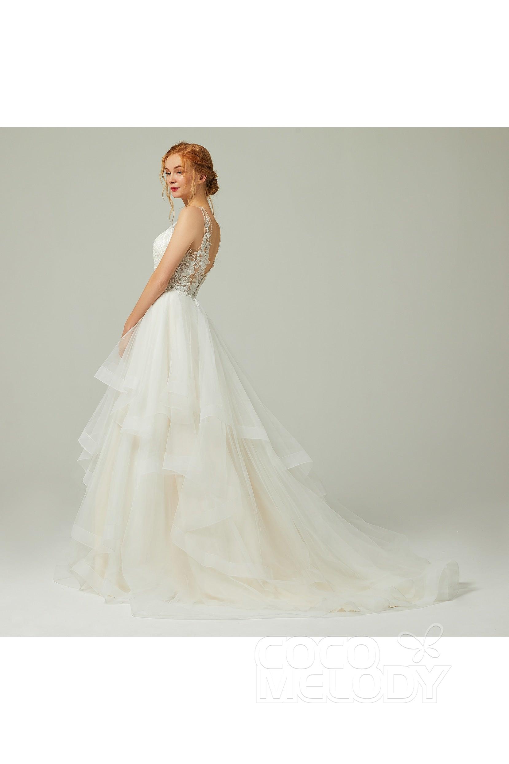 A-Line Court Train Tulle Wedding Dress CW2179 - COCOMELODY