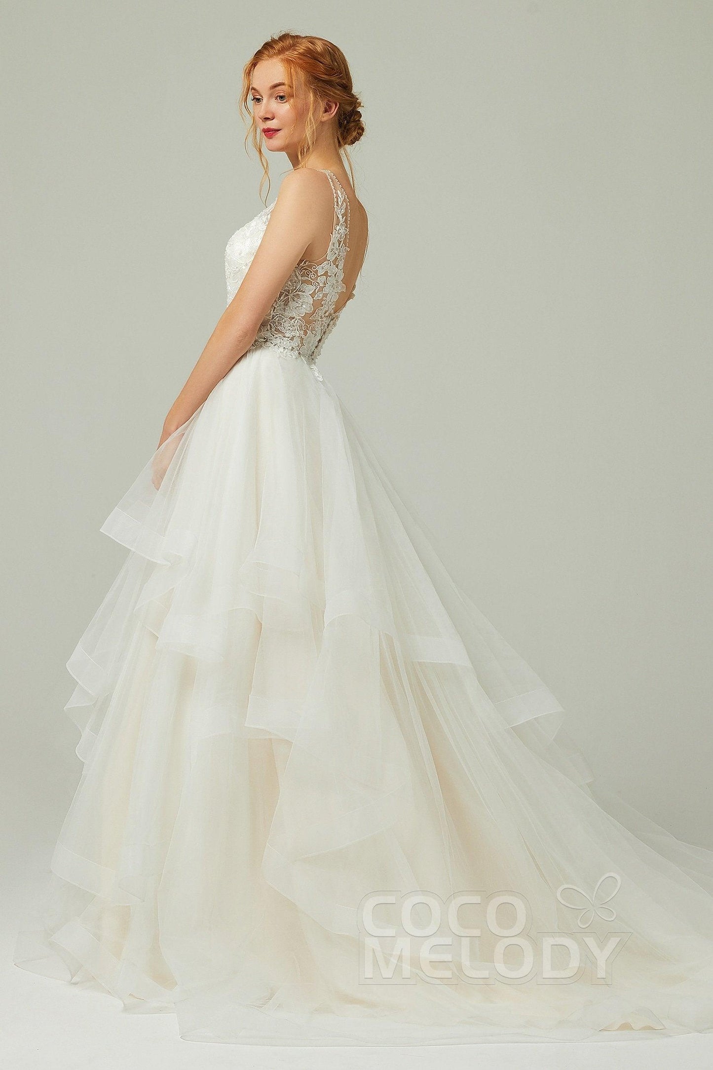 A-Line Court Train Tulle Wedding Dress CW2179 - COCOMELODY