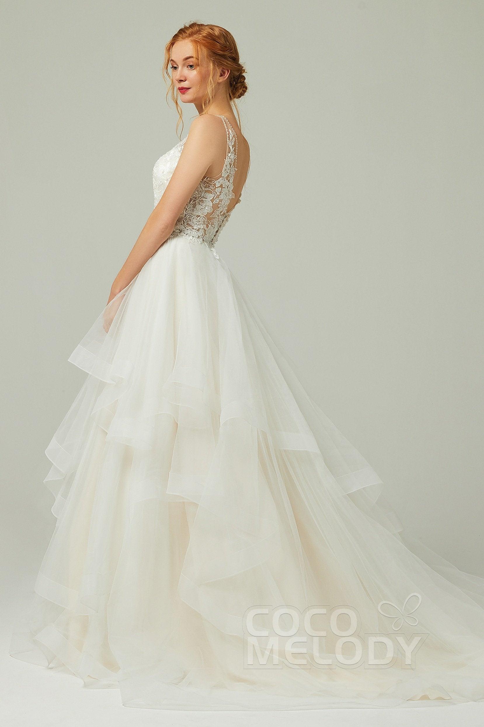 A-Line Court Train Tulle Wedding Dress CW2179 - COCOMELODY