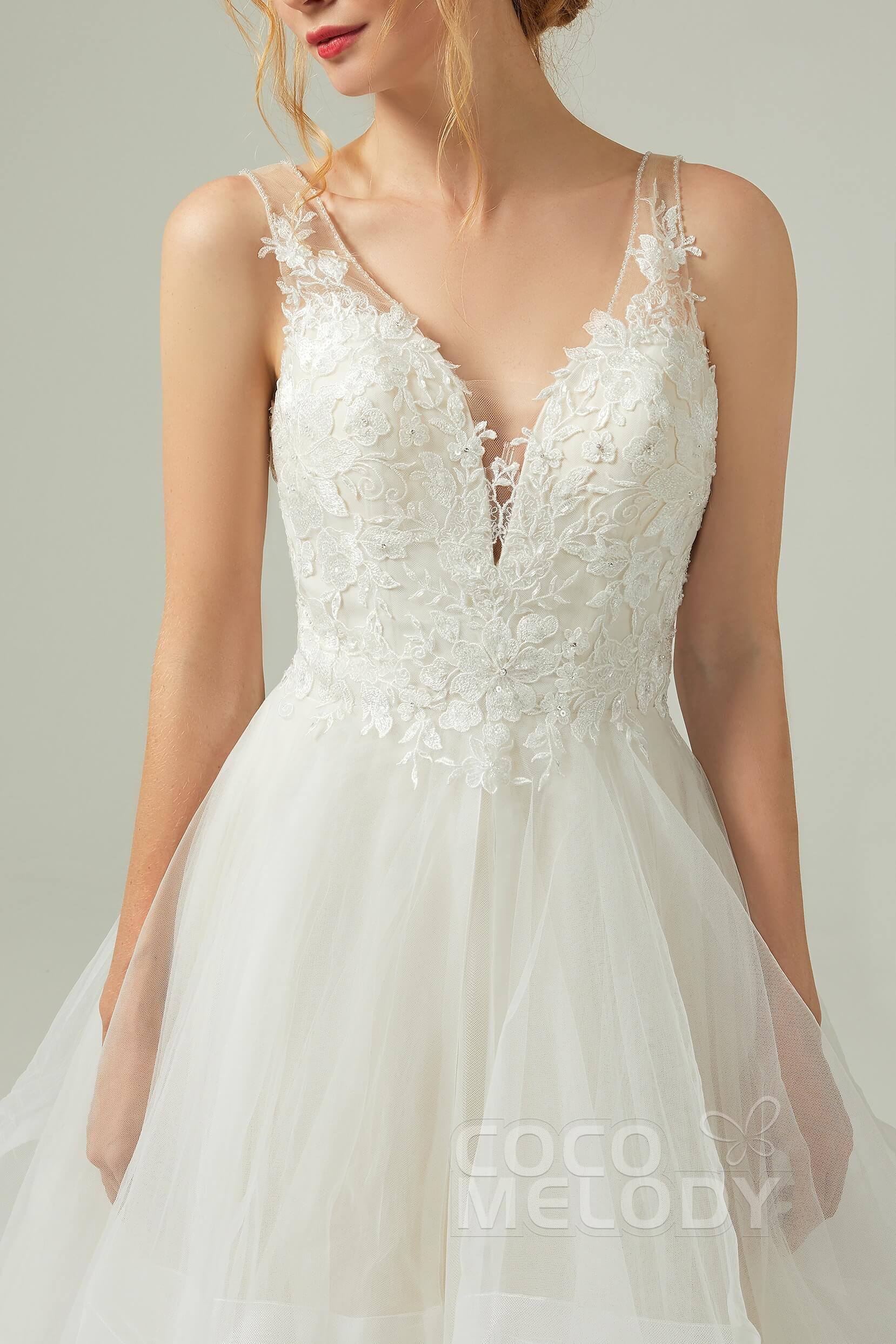 A-Line Court Train Tulle Wedding Dress CW2179 - COCOMELODY