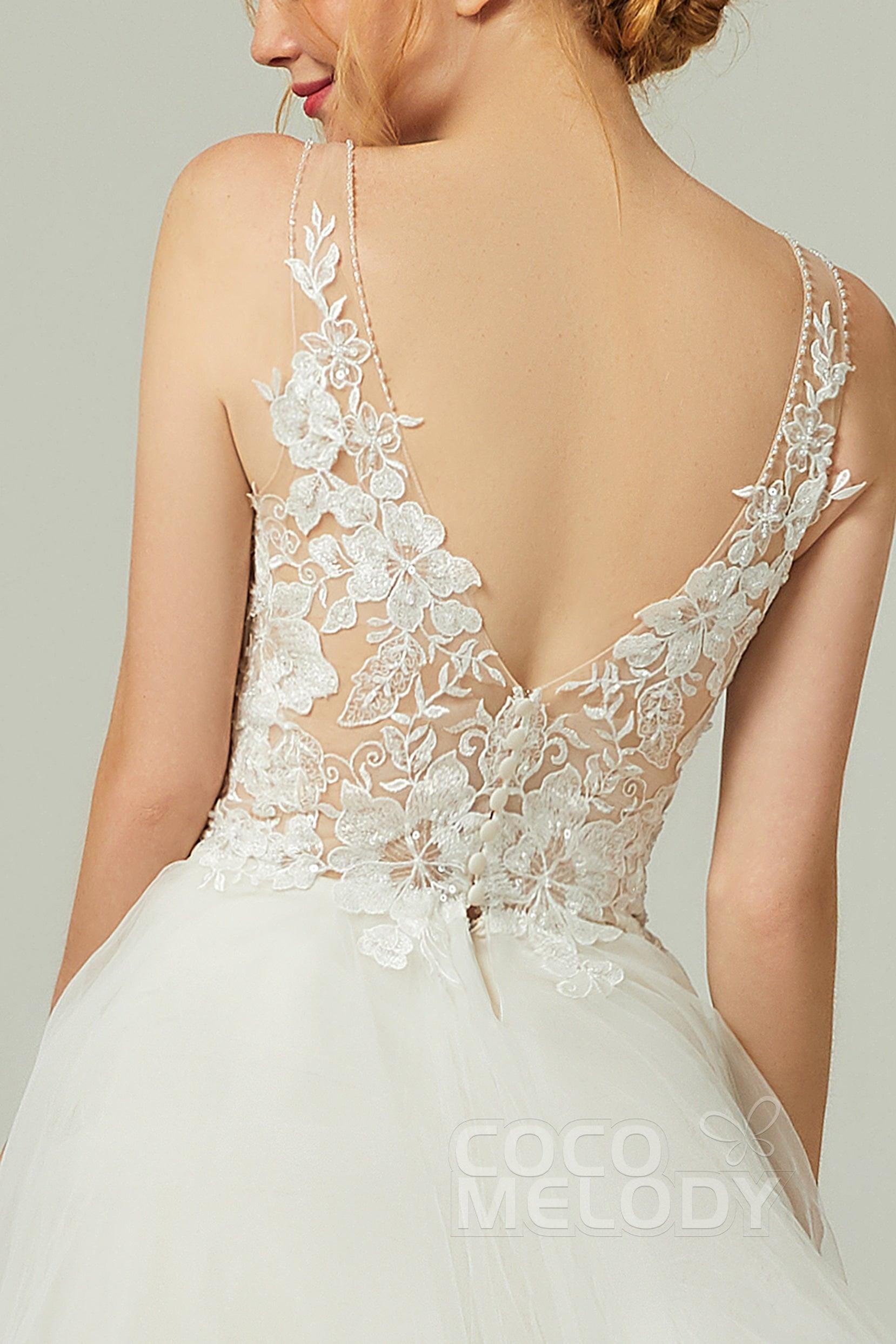 A-Line Court Train Tulle Wedding Dress CW2179 - COCOMELODY