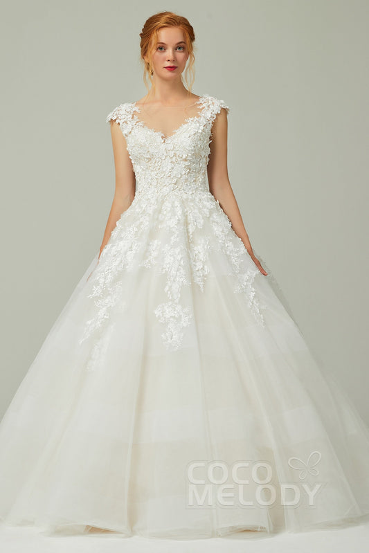 A-Line Court Train Tulle Wedding Dress CW2198