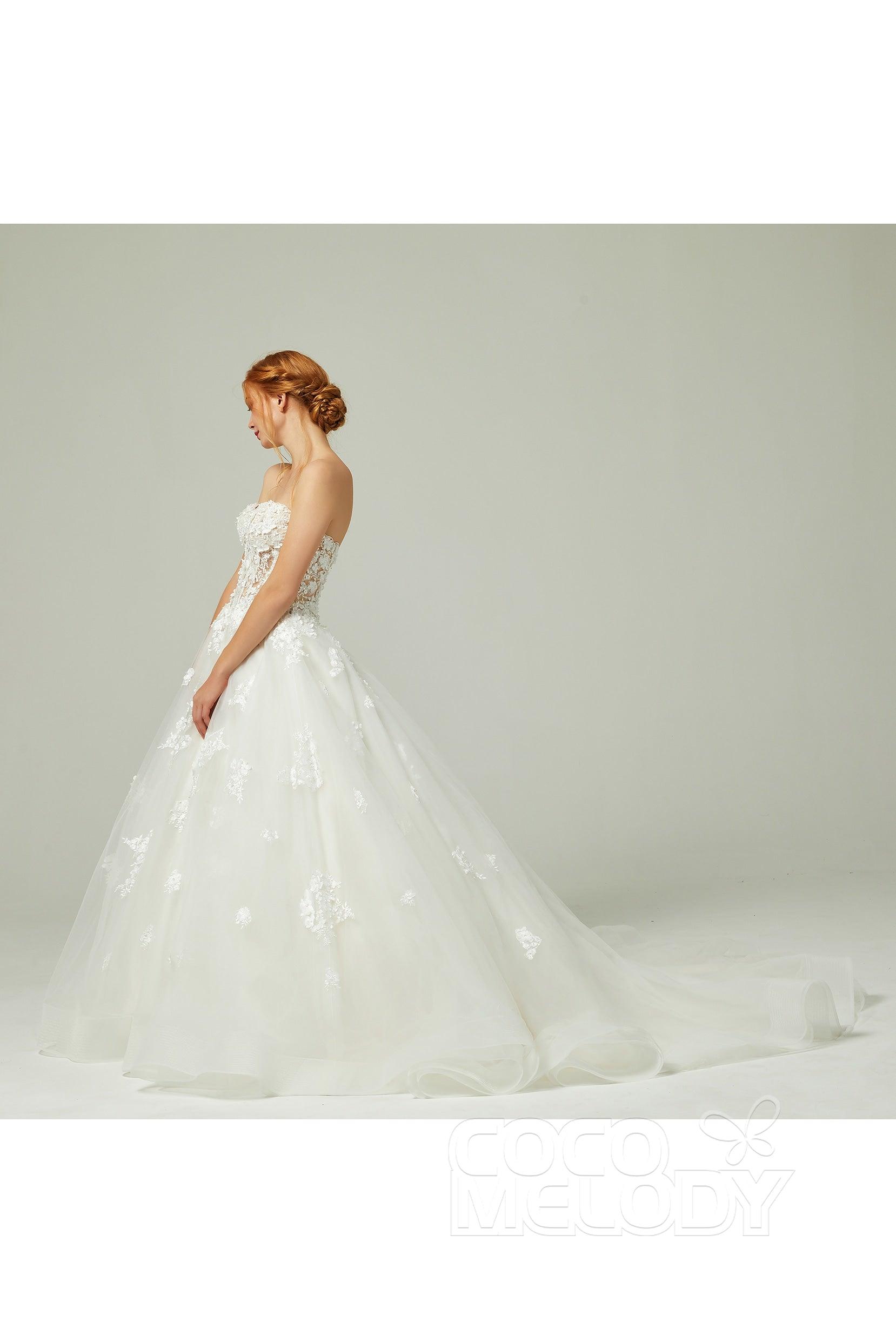 A-Line Court Train Tulle Wedding Dress CW2200 - COCOMELODY