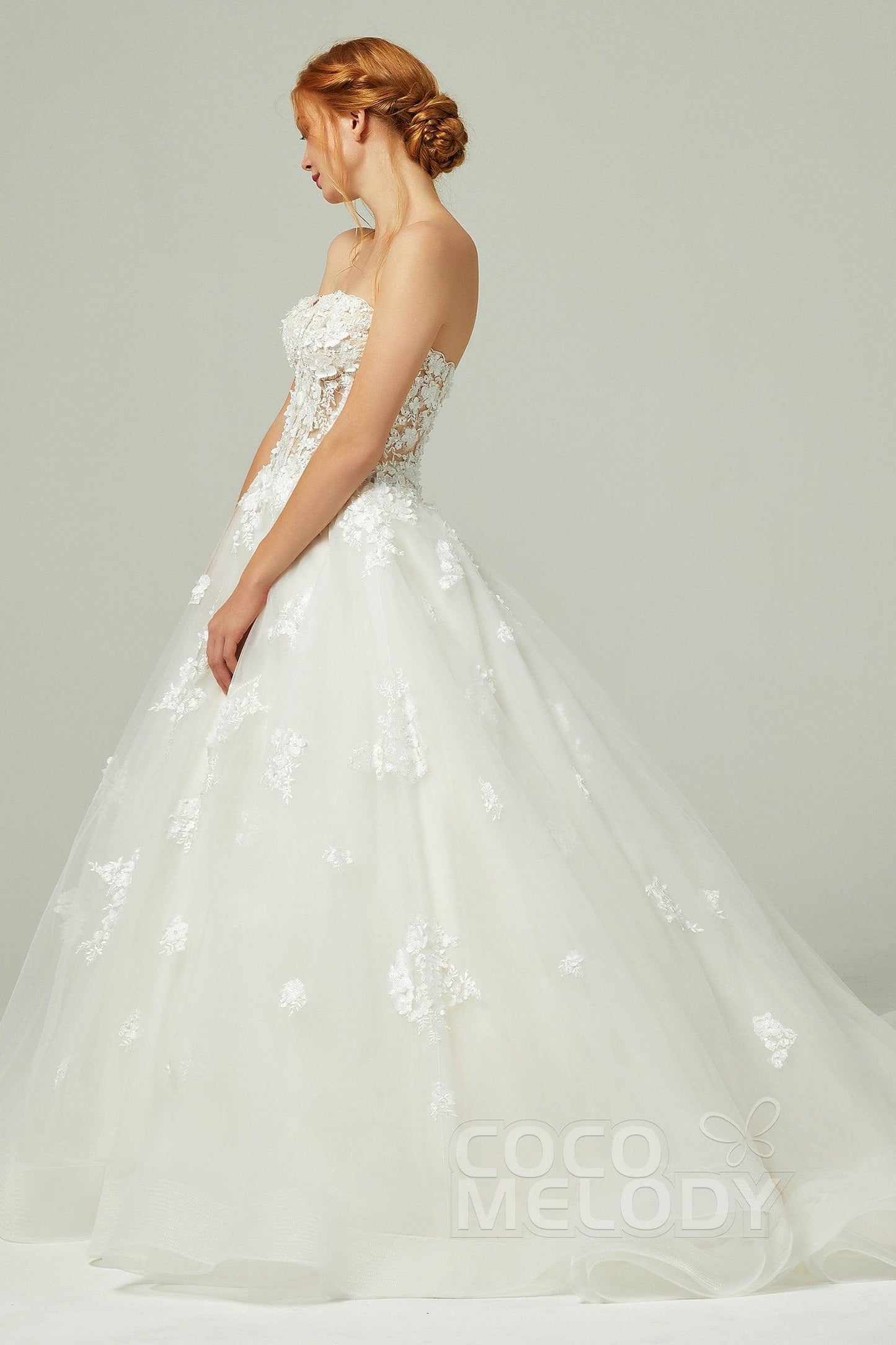 A-Line Court Train Tulle Wedding Dress CW2200 - COCOMELODY