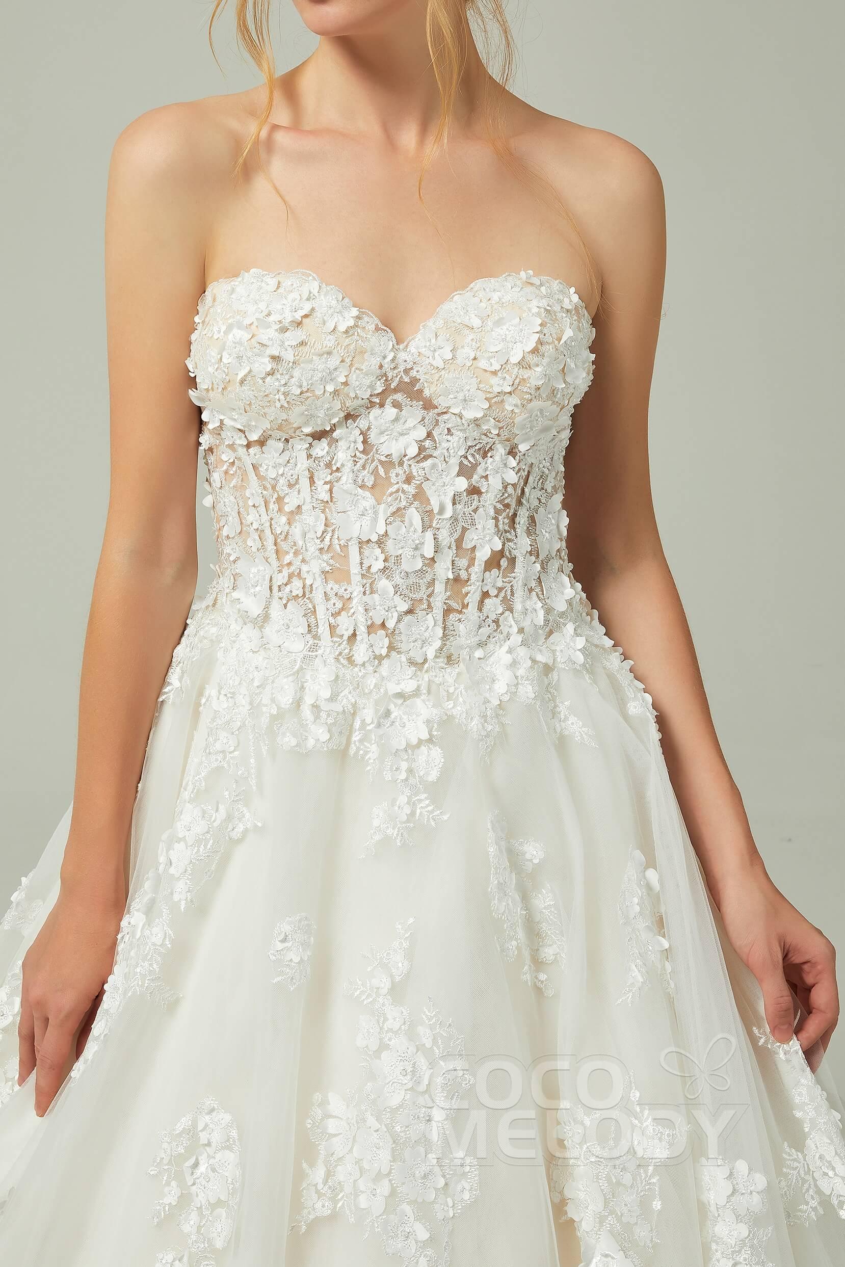 A-Line Court Train Tulle Wedding Dress CW2200 - COCOMELODY