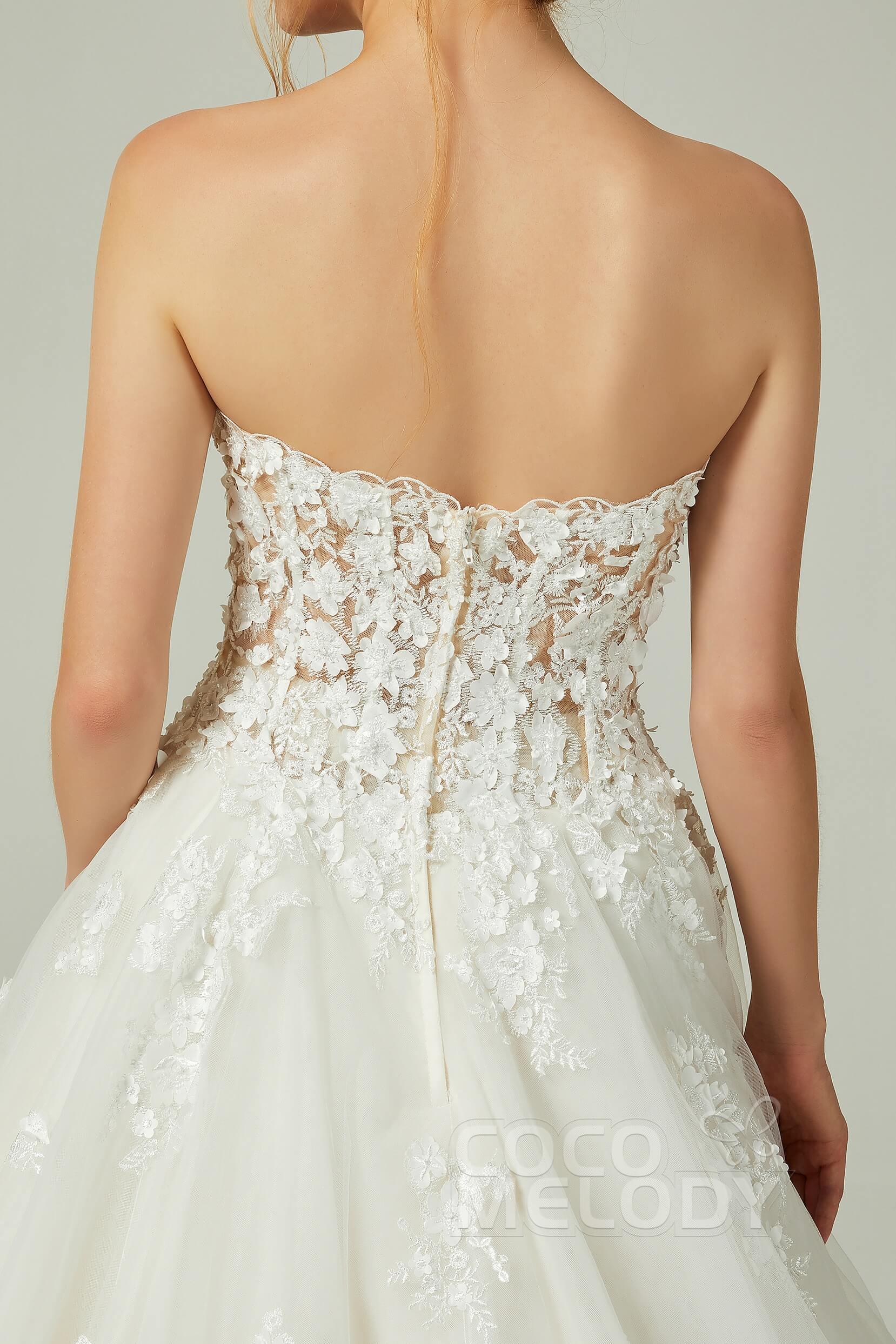 A-Line Court Train Tulle Wedding Dress CW2200 - COCOMELODY