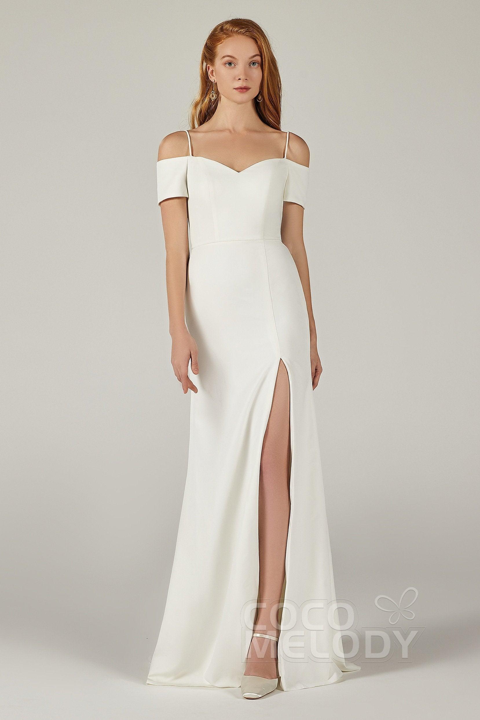 Trumpet Sweep Train Elastic Fabric Wedding Dress CW2215 - COCOMELODY