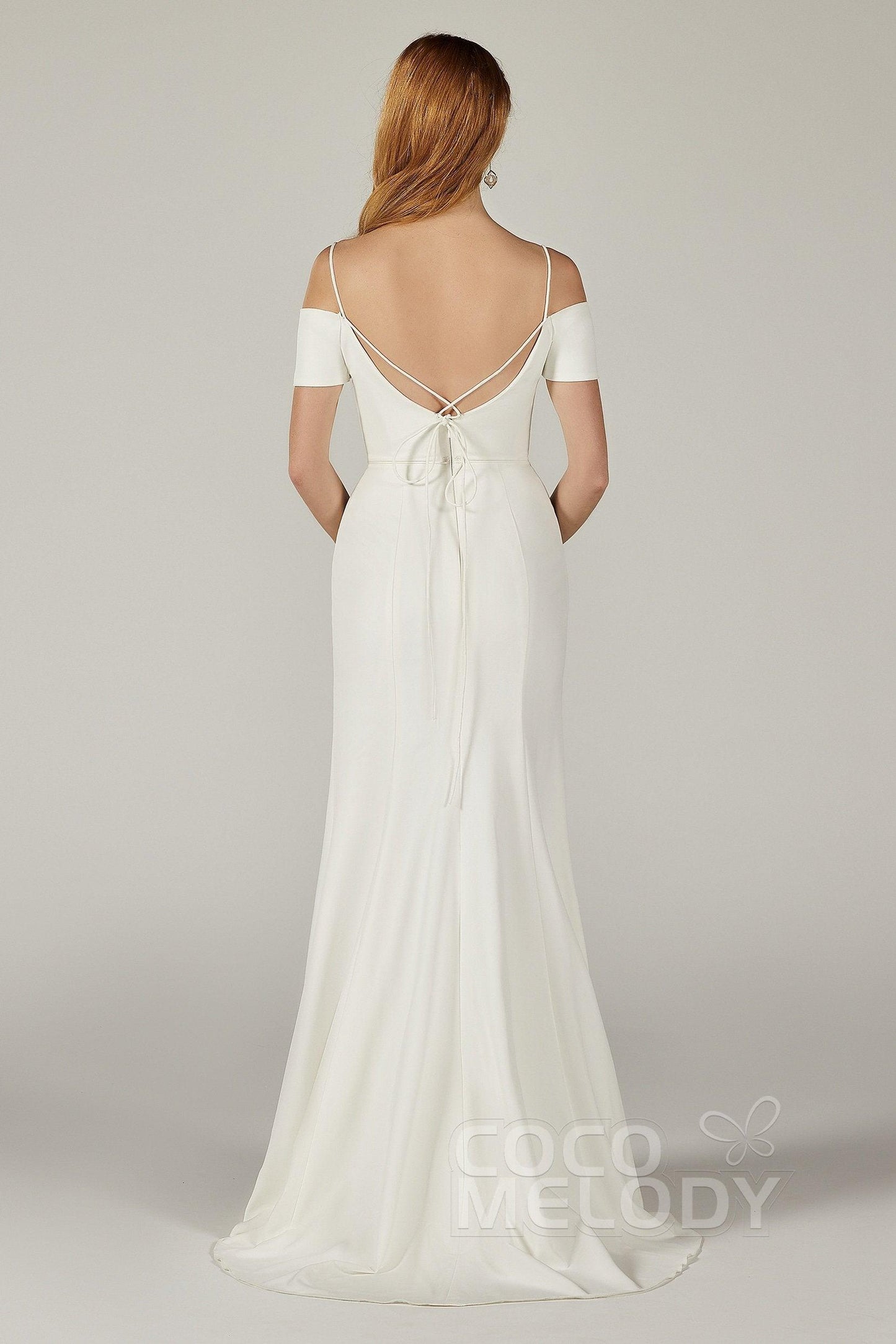Trumpet Sweep Train Elastic Fabric Wedding Dress CW2215 - COCOMELODY