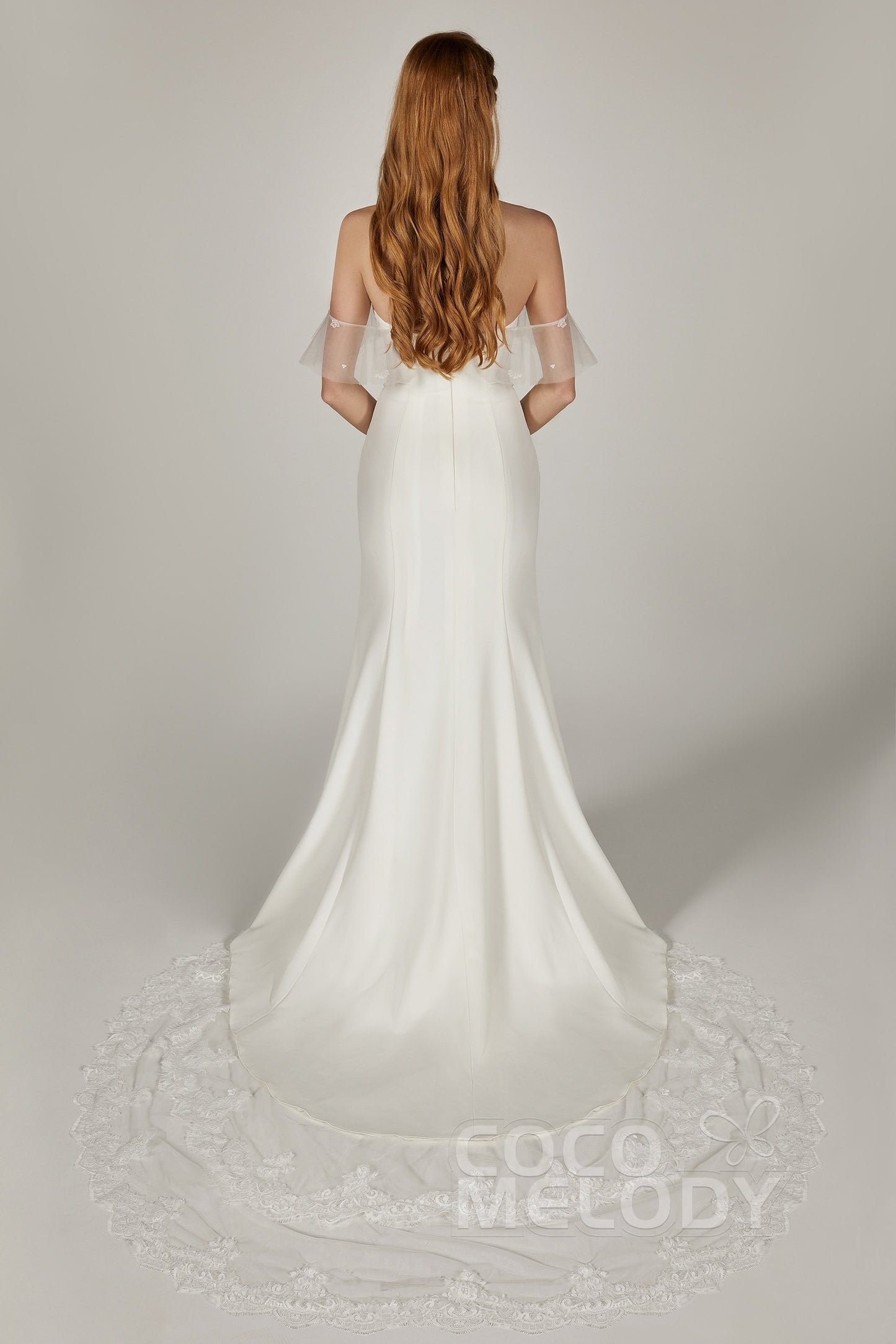 Trumpet Court Train Elastic Fabric Wedding Dress CW2217