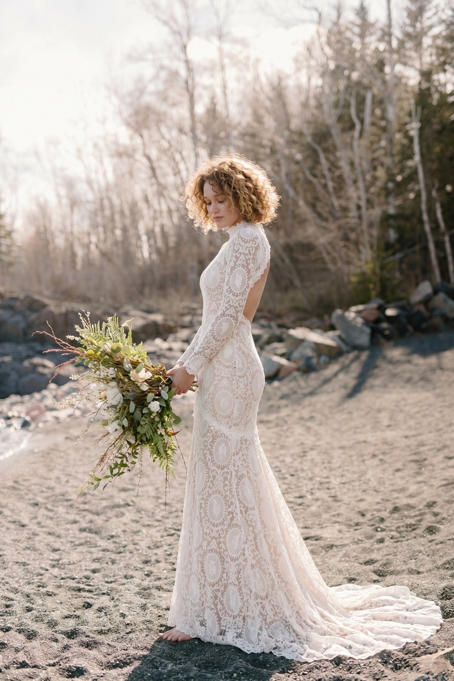 Trumpet-Mermaid Court Train Lace Wedding Dress CW2222