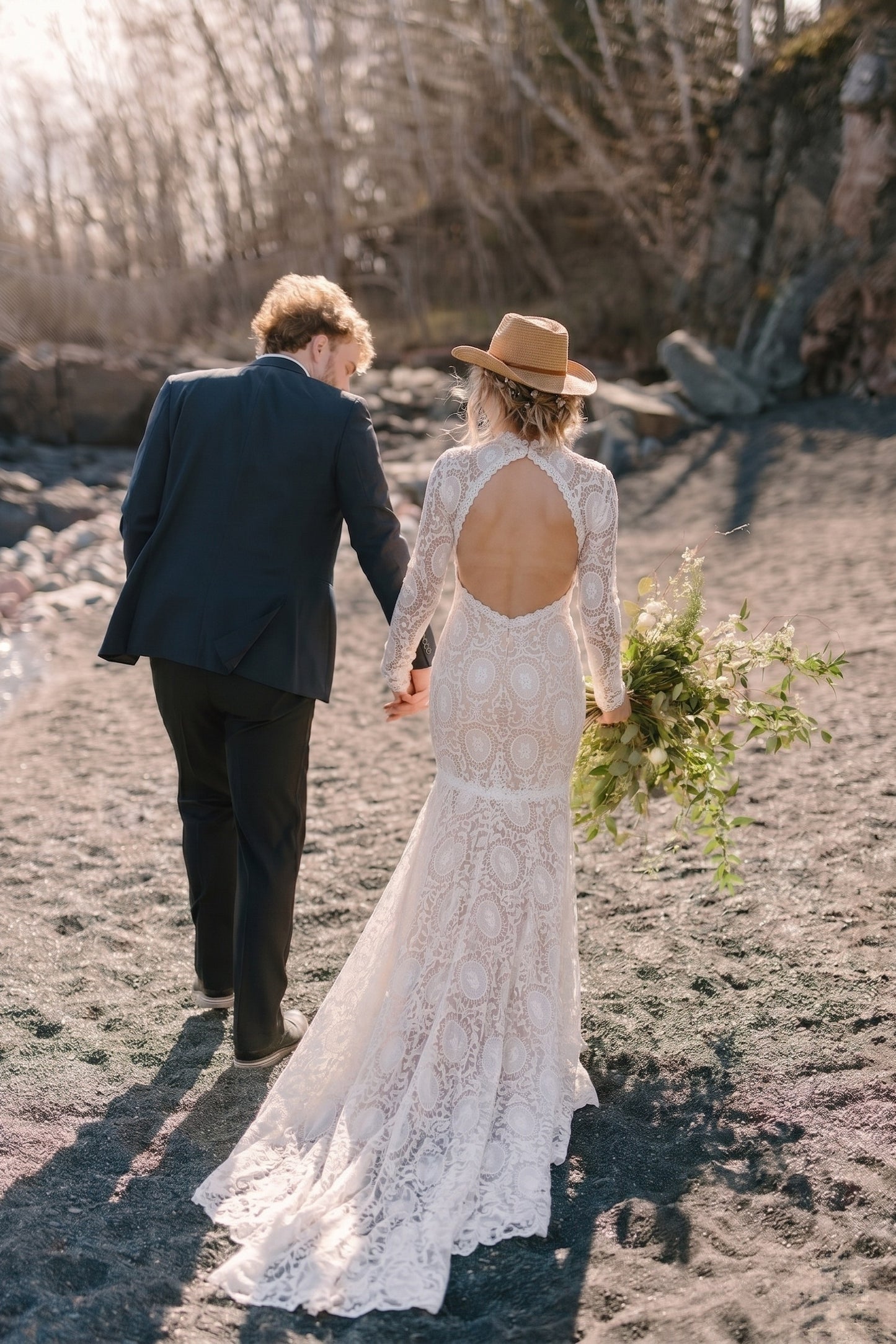 Trumpet-Mermaid Court Train Lace Wedding Dress CW2222