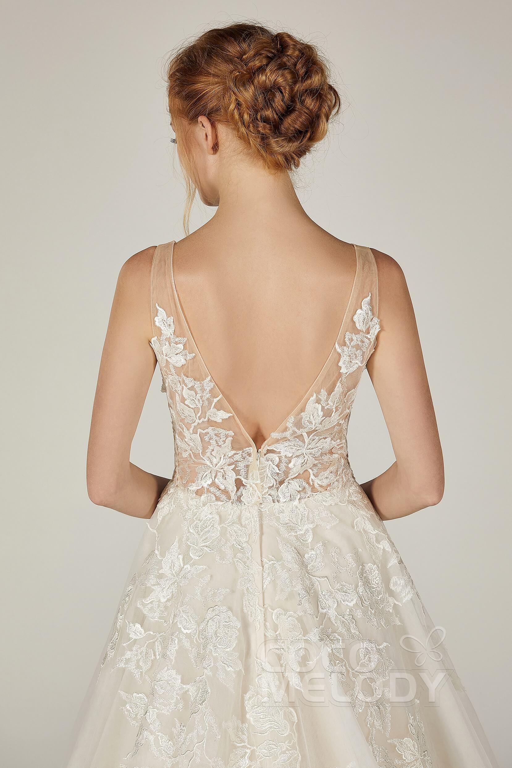 A-Line Court Train Tulle Wedding Dress CW2290 - COCOMELODY