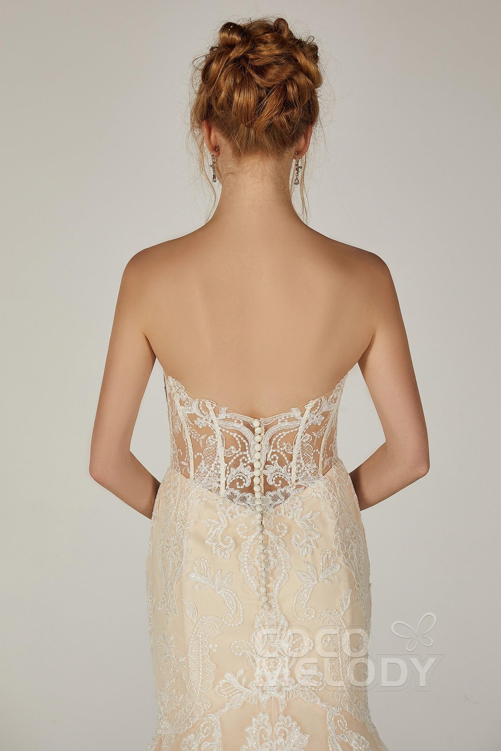 Trumpet-Mermaid Chapel Train Tulle Wedding Dress CW2298 - COCOMELODY