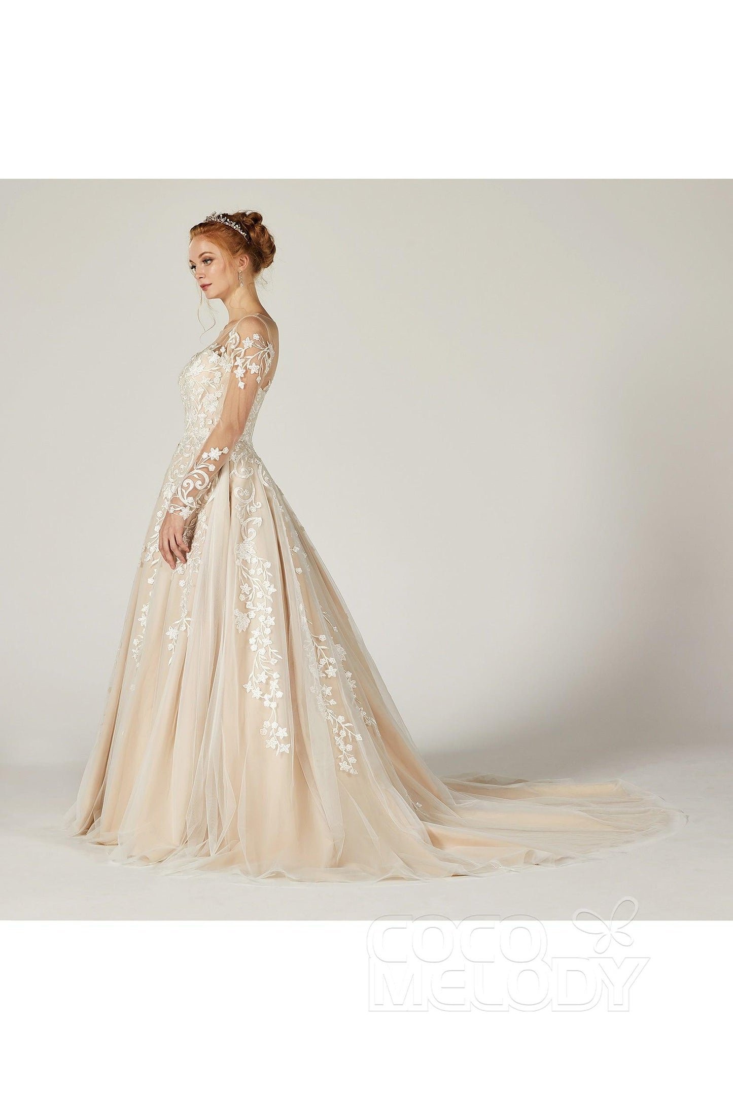 A-Line Court Train Tulle Wedding Dress CW2299 - COCOMELODY