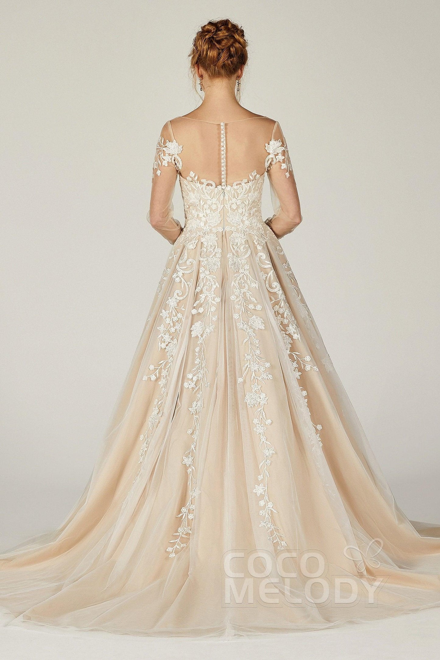 A-Line Court Train Tulle Wedding Dress CW2299 - COCOMELODY