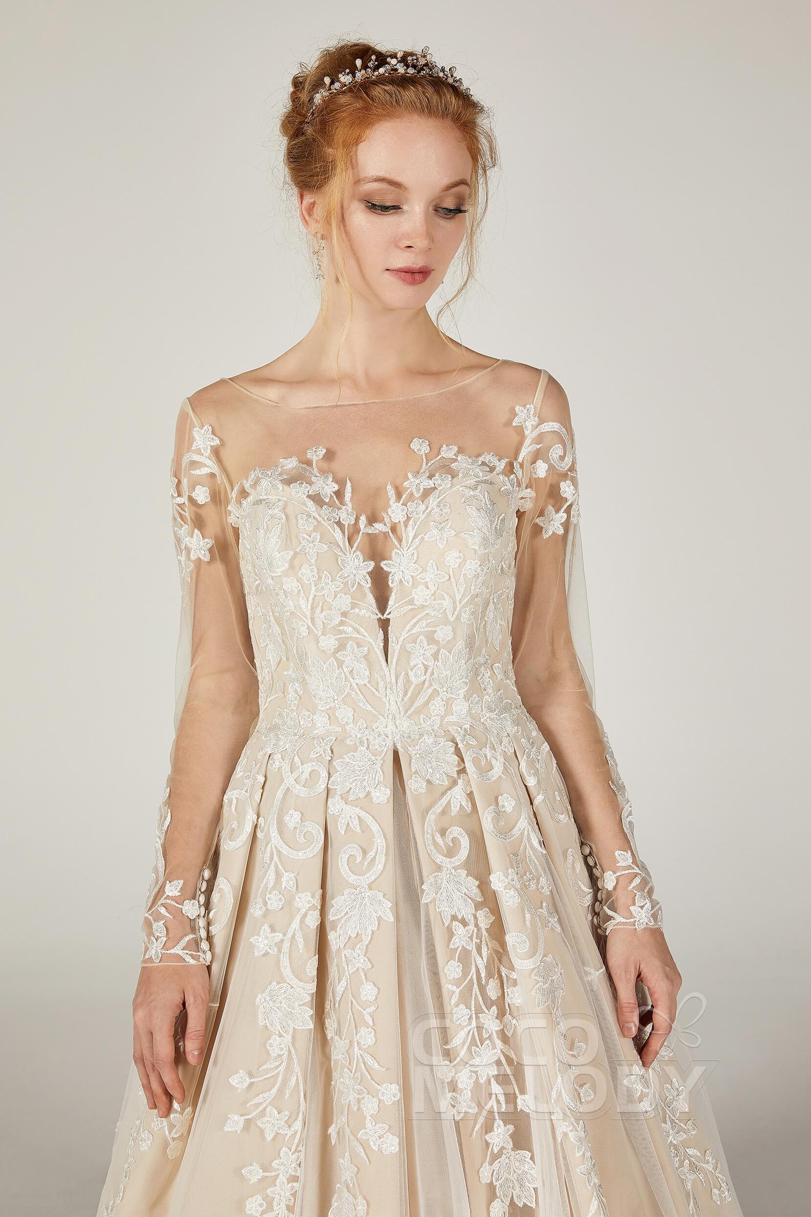 A-Line Court Train Tulle Wedding Dress CW2299 - COCOMELODY