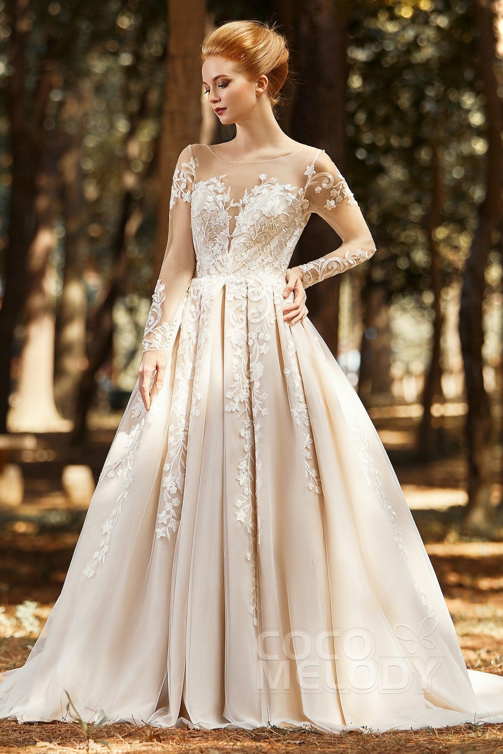 A-Line Court Train Tulle Wedding Dress CW2299 - COCOMELODY