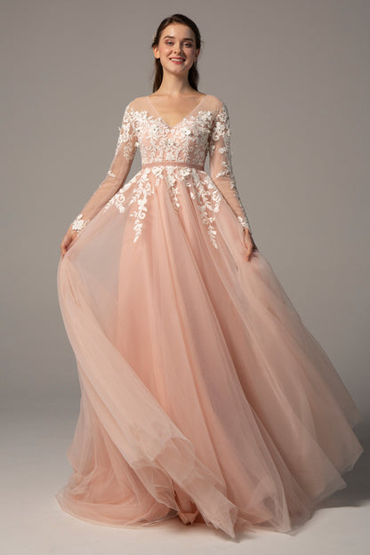 A-Line Court Train Tulle Wedding Dress CW2326