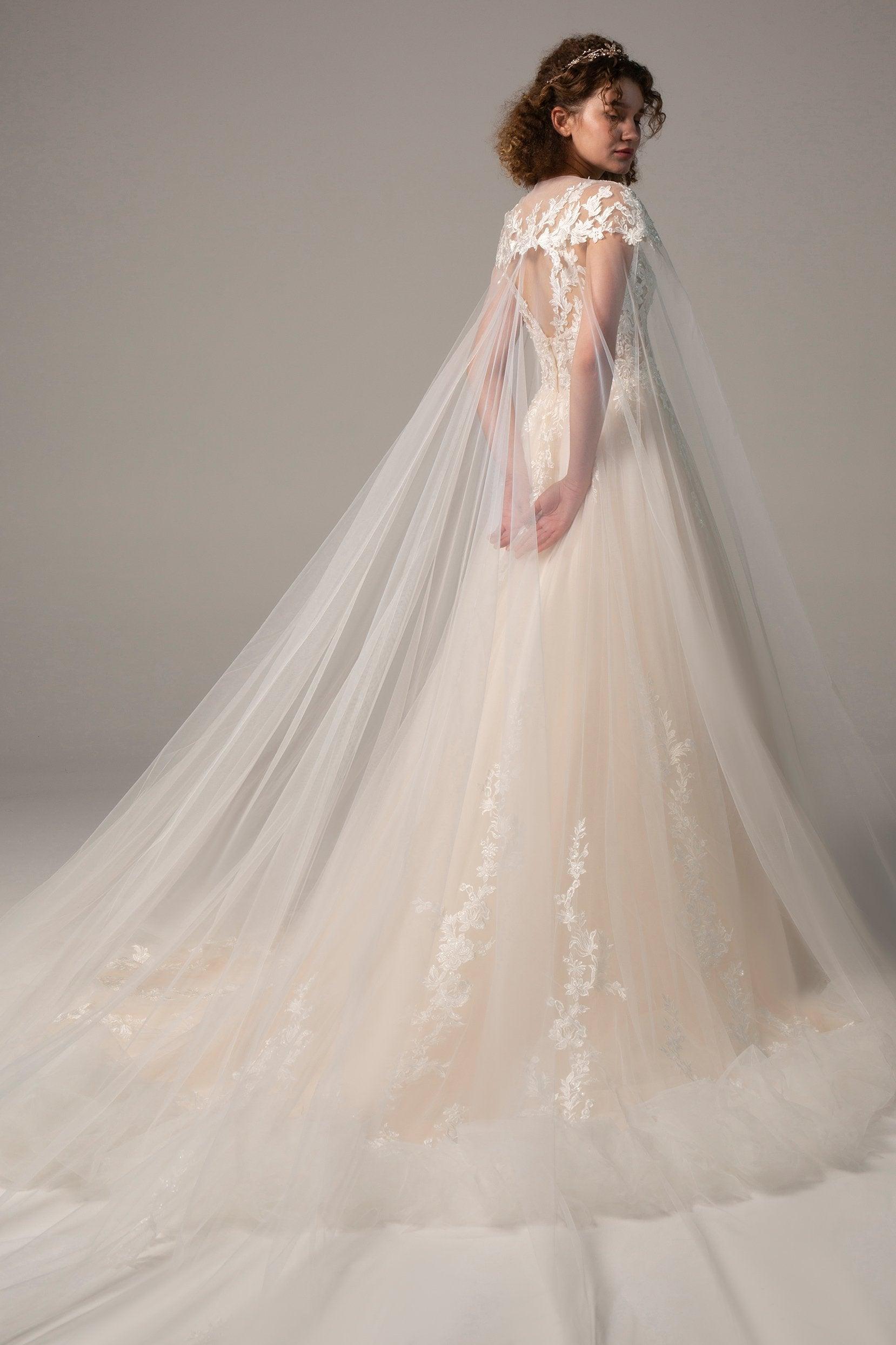 A-Line Court Train Tulle Wedding Dress CW2359 - COCOMELODY