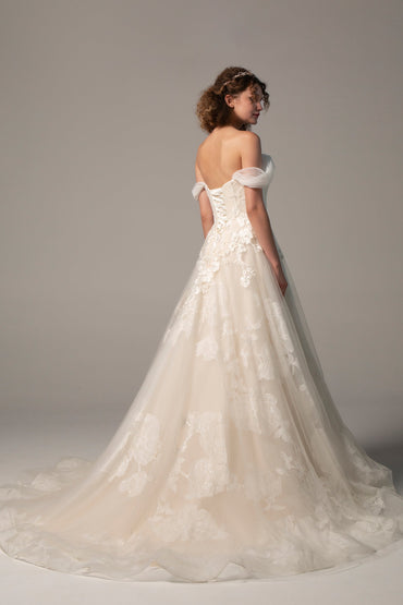 A-Line Court Train Tulle Wedding Dress CW2390
