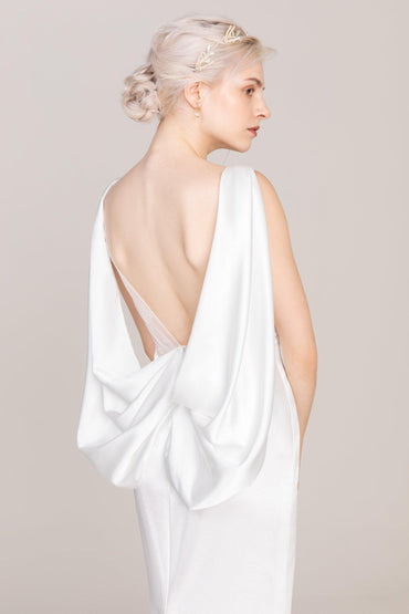 Trumpet-Mermaid Court Train Satin Wedding Dress CW2414 - COCOMELODY