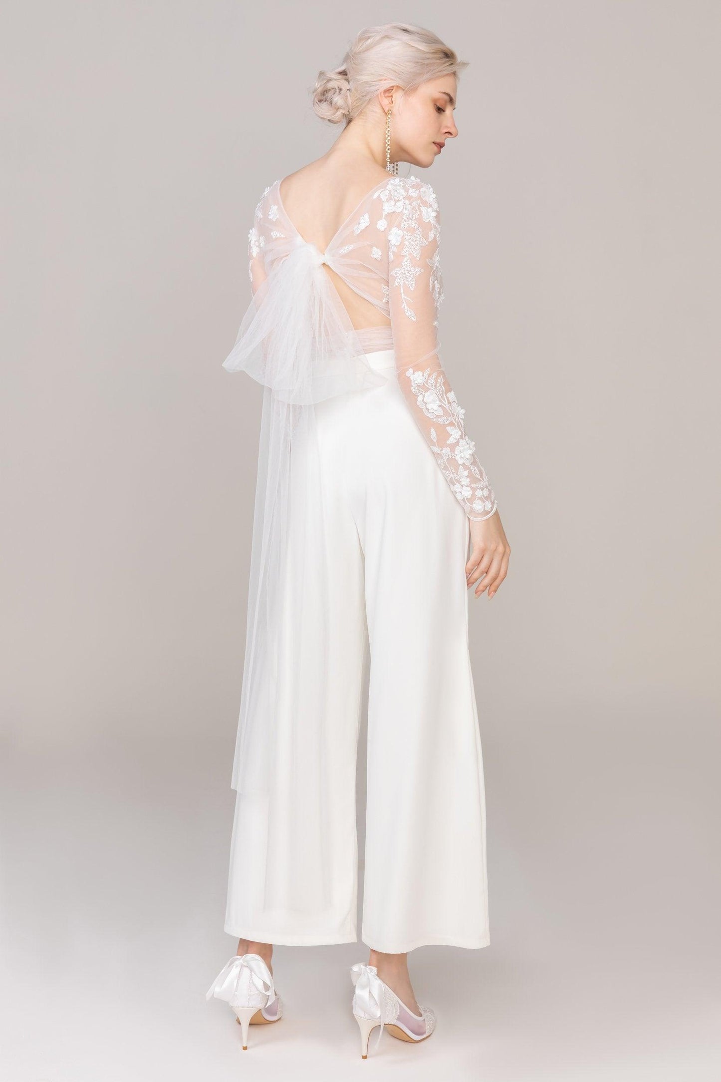 Two-Piece Tea Length Elastic Cloth Wedding Dress CW2419 - COCOMELODY