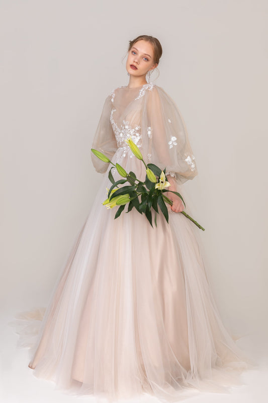 A-Line Court Train Tulle Wedding Dress CW2421