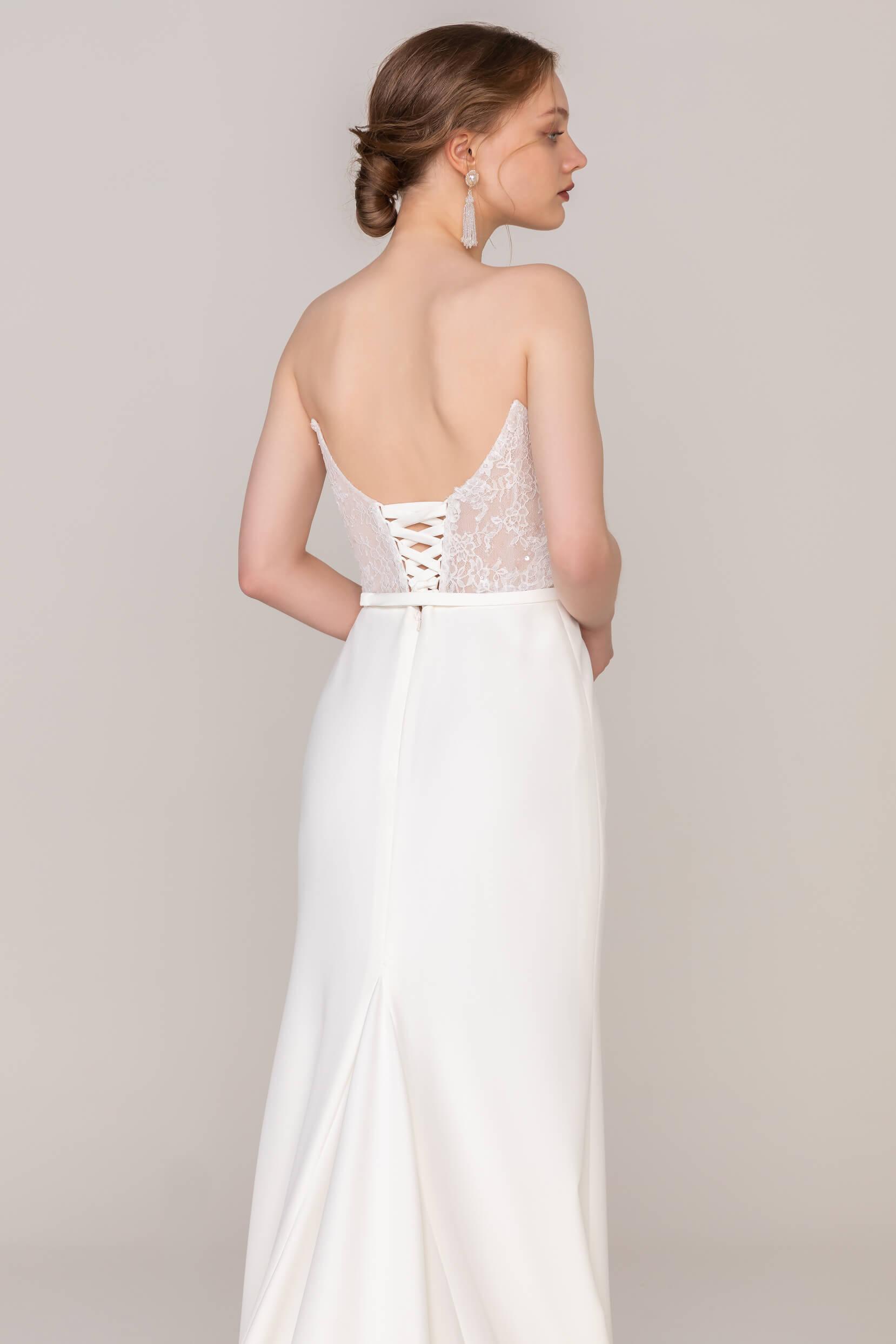 Trumpet Sweep Train Lace Elastic Cloth Wedding Dress CW2422 - COCOMELODY