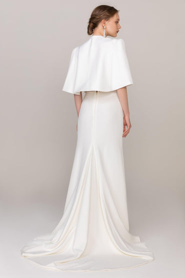 Trumpet Sweep Train Lace Elastic Cloth Wedding Dress CW2471 - COCOMELODY