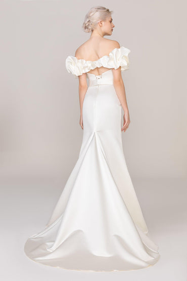 Trumpet-Mermaid Sweep-Brush Train Satin Wedding Dress CW2477 - COCOMELODY