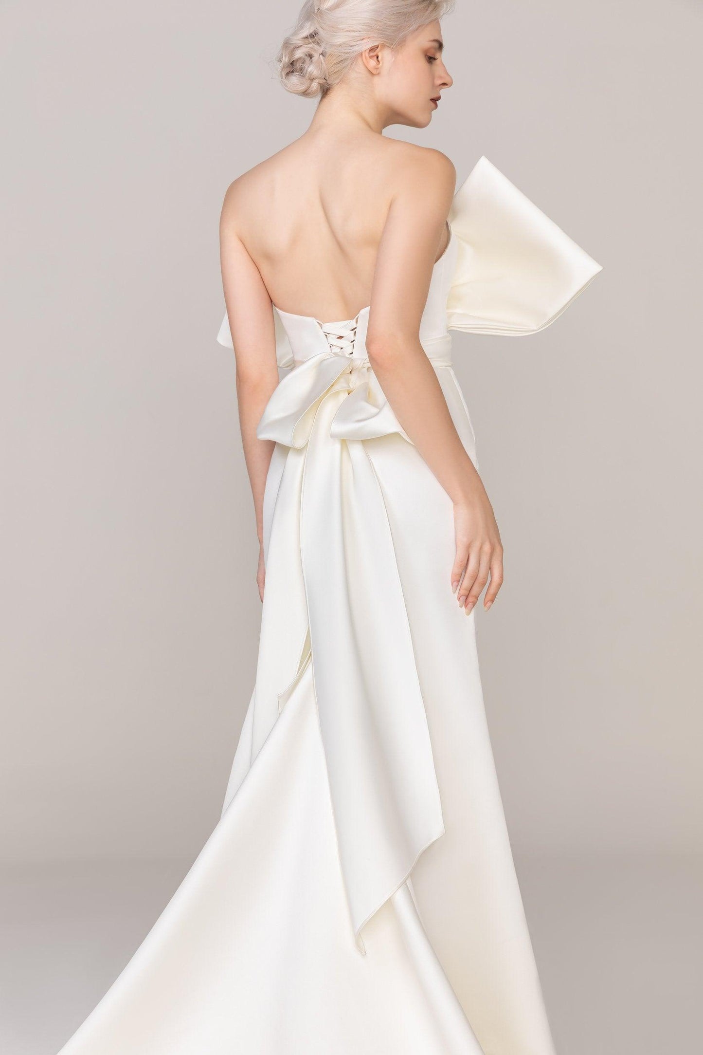 Trumpet-Mermaid Sweep-Brush Train Satin Wedding Dress CW2479 - COCOMELODY