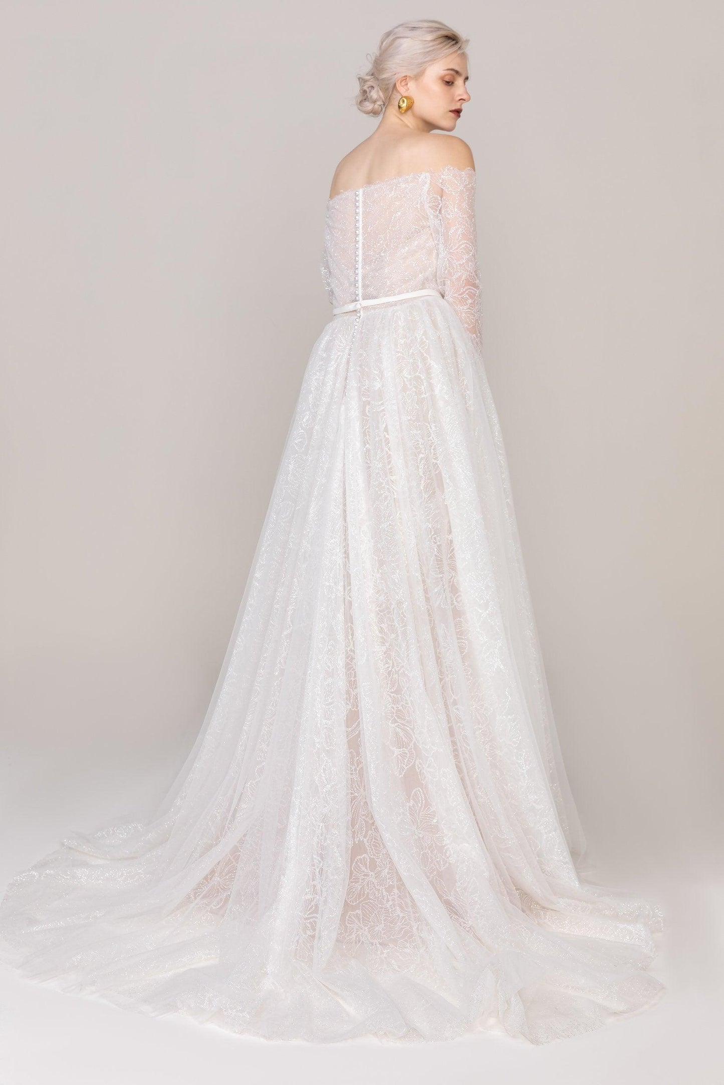 A-Line Court Train Tulle Lace Wedding Dress CW2484 - COCOMELODY