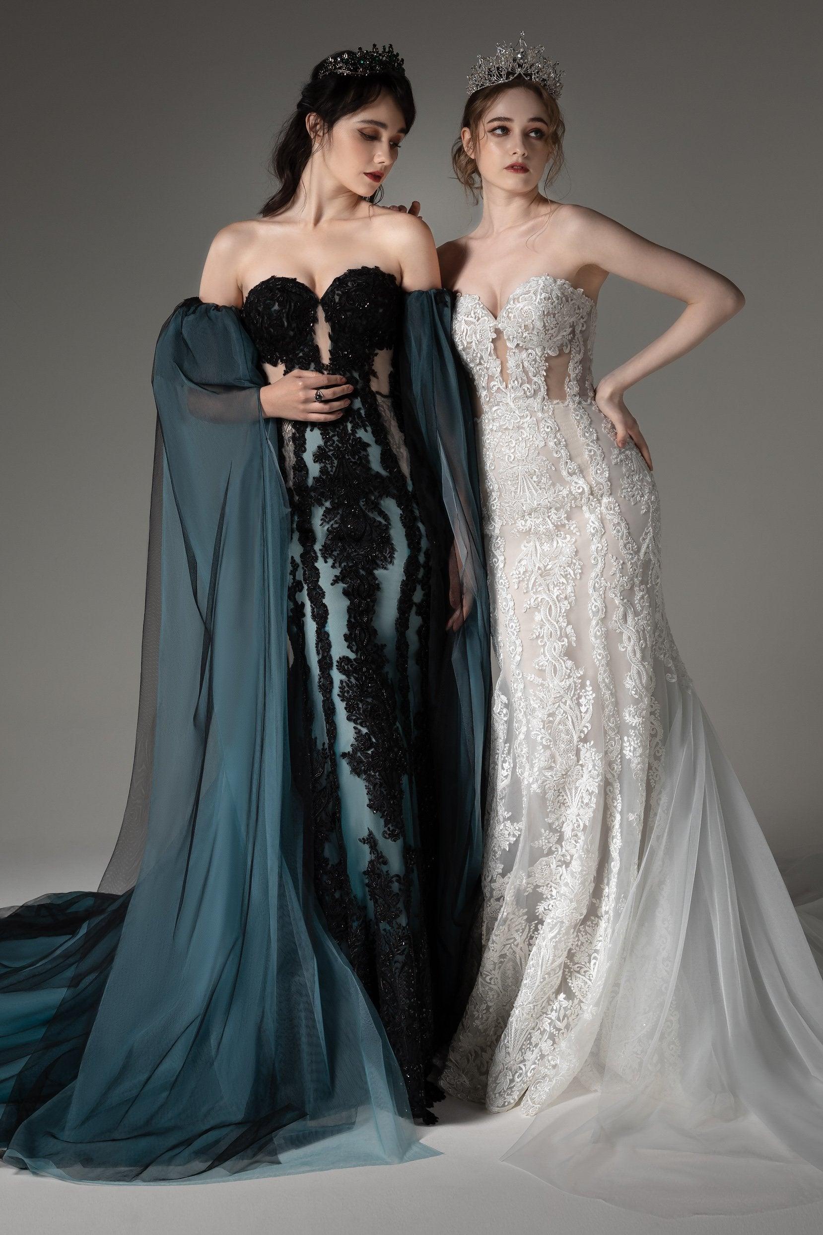 Trumpet-Mermaid Cathedral Train Tulle Wedding Dress CW2504 - COCOMELODY
