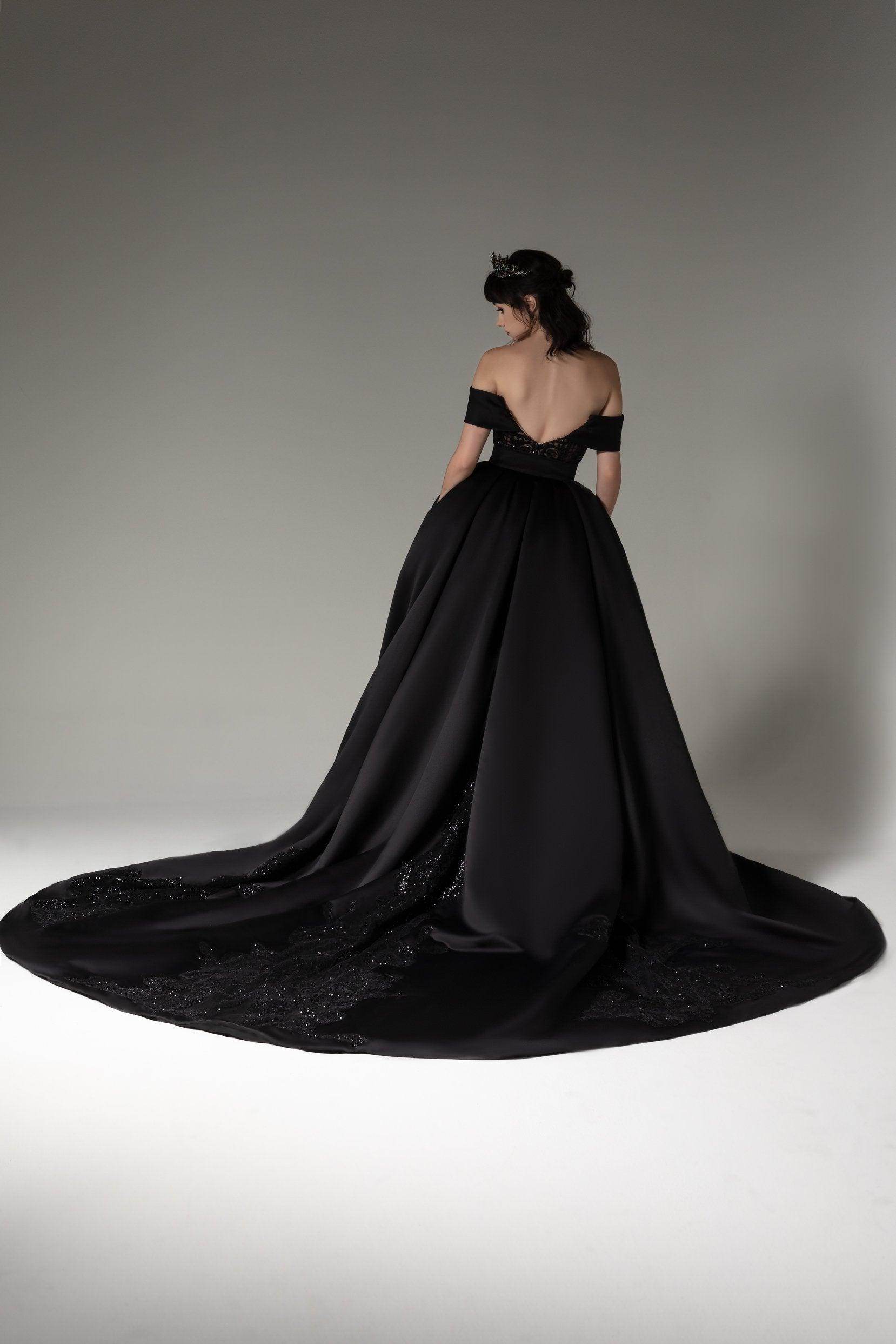 Princess Chapel Train Satin Wedding Dress CW2513 - COCOMELODY