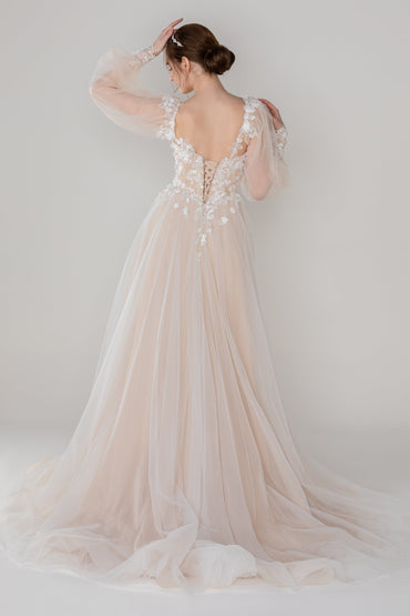 A-Line Court Train Tulle Wedding Dress CW2533