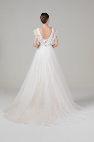 A-Line Court Train Tulle Lace Wedding Dress CW2545