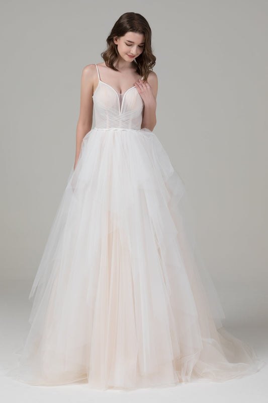A-Line Court Train Tulle Wedding Dress CW2546