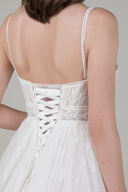 A-Line Court Train Lace Wedding Dress CW2548