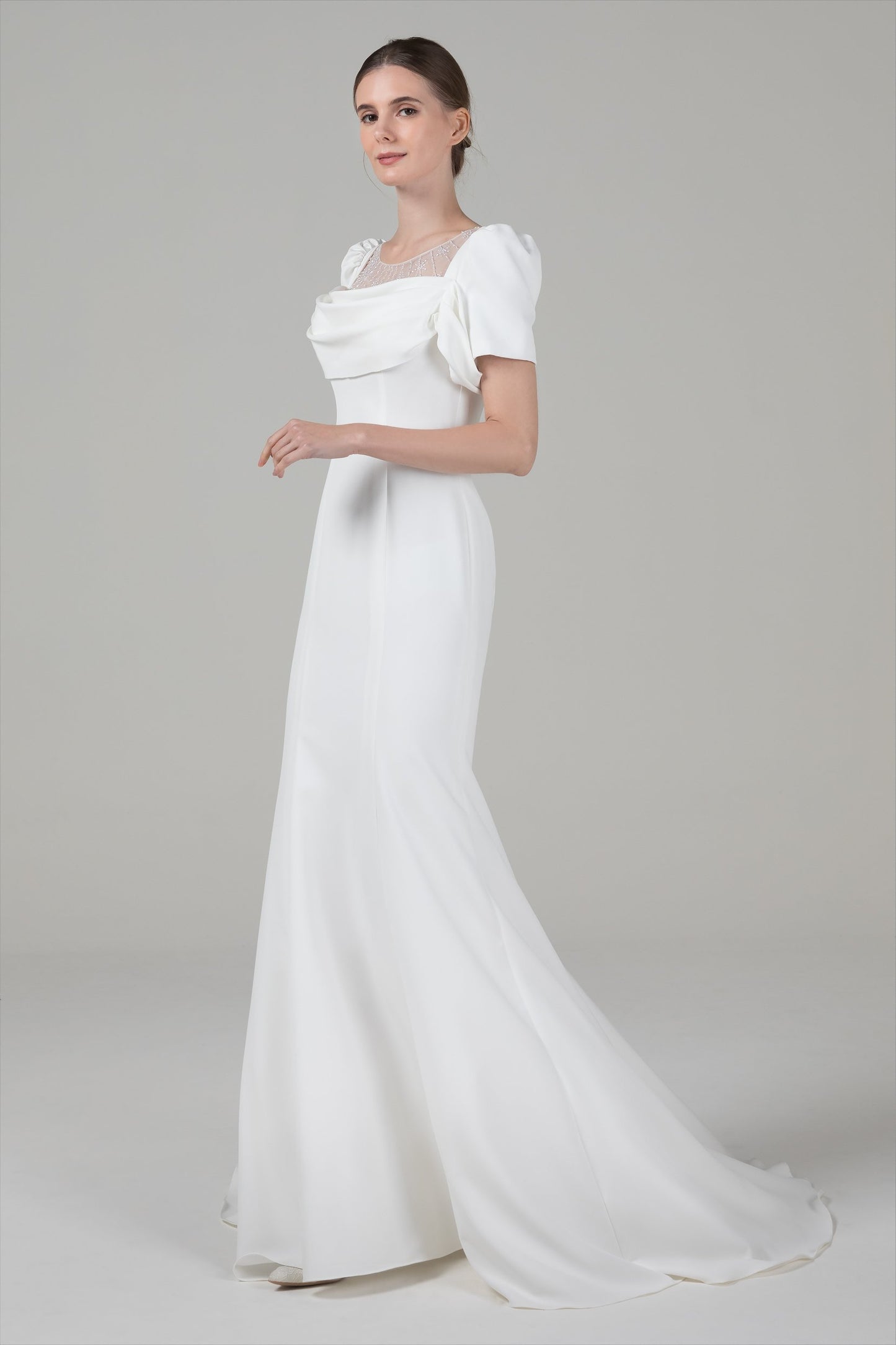 Trumpet Court Train Elastic Cloth Wedding Dress CW2562