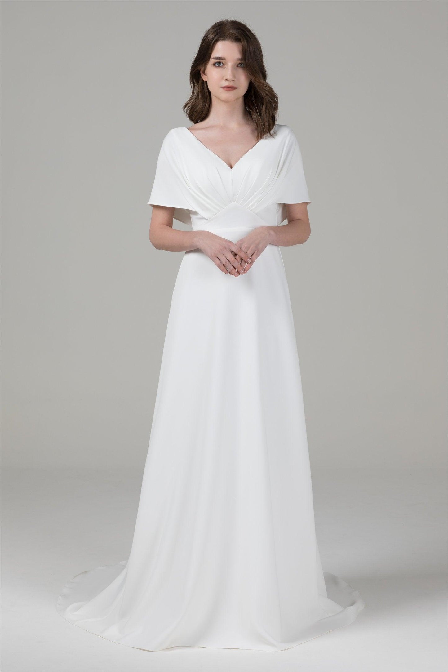 A-Line Court Train Elastic Cloth Wedding Dress CW2564 - COCOMELODY
