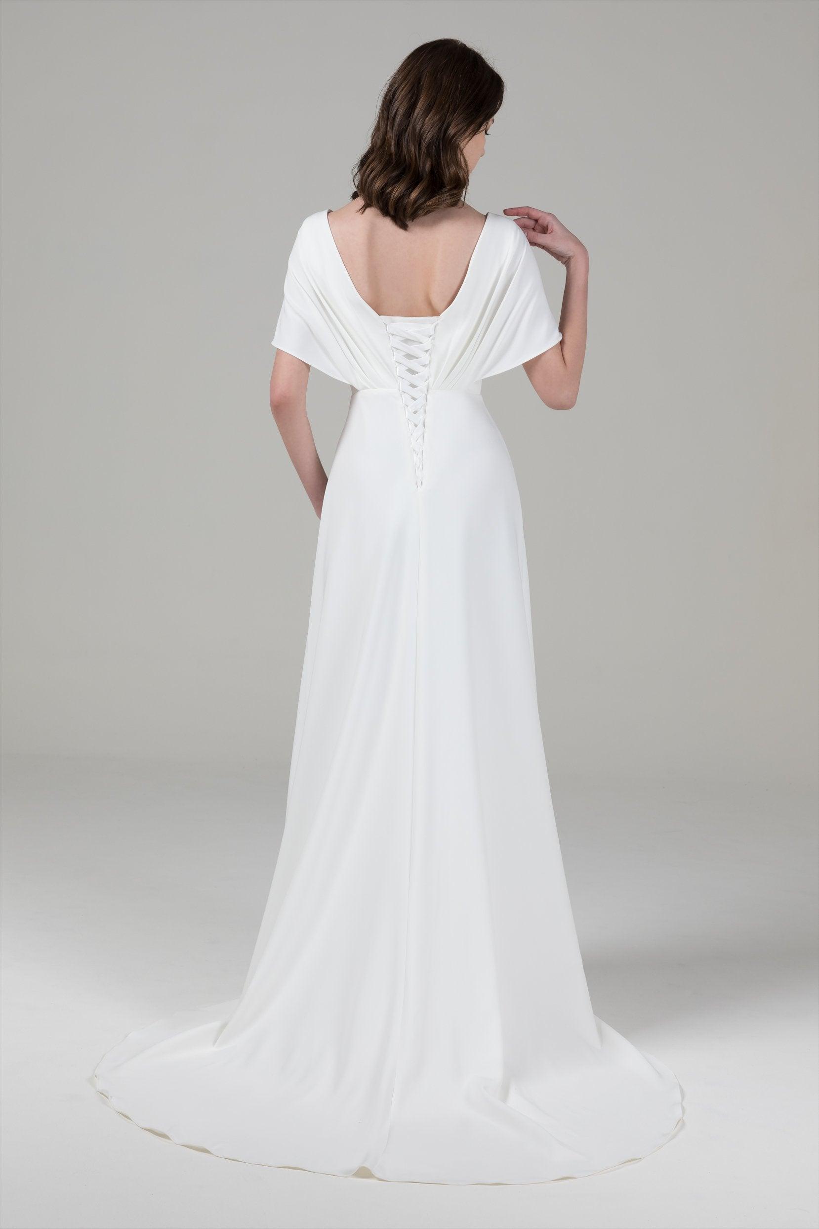 A-Line Court Train Elastic Cloth Wedding Dress CW2564 - COCOMELODY