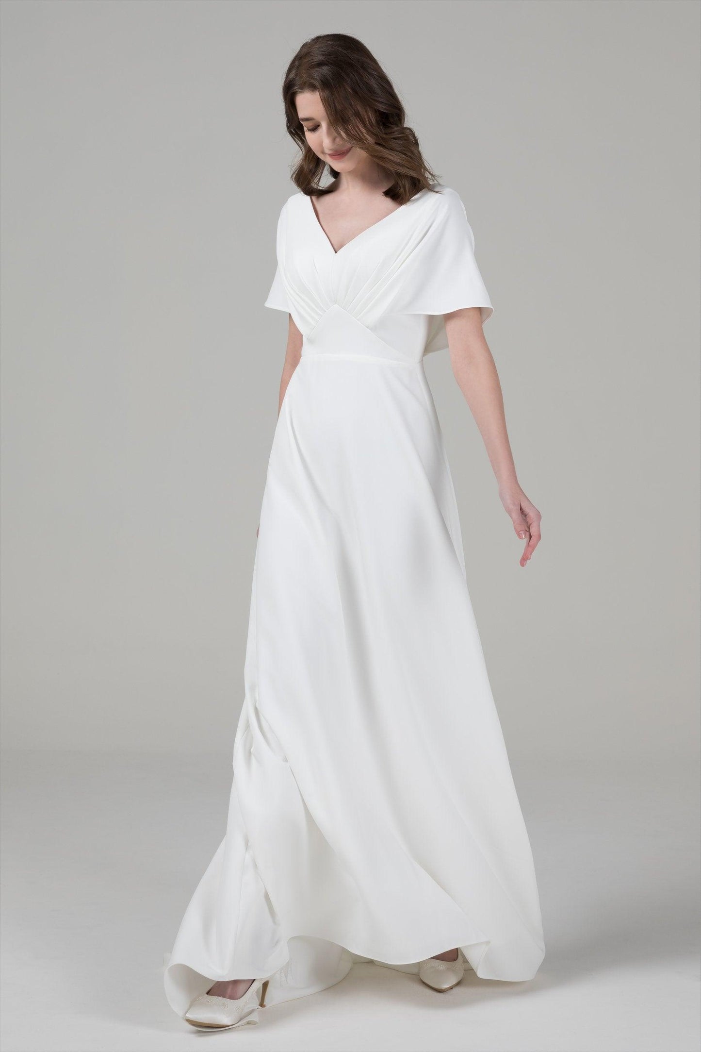 A-Line Court Train Elastic Cloth Wedding Dress CW2564 - COCOMELODY