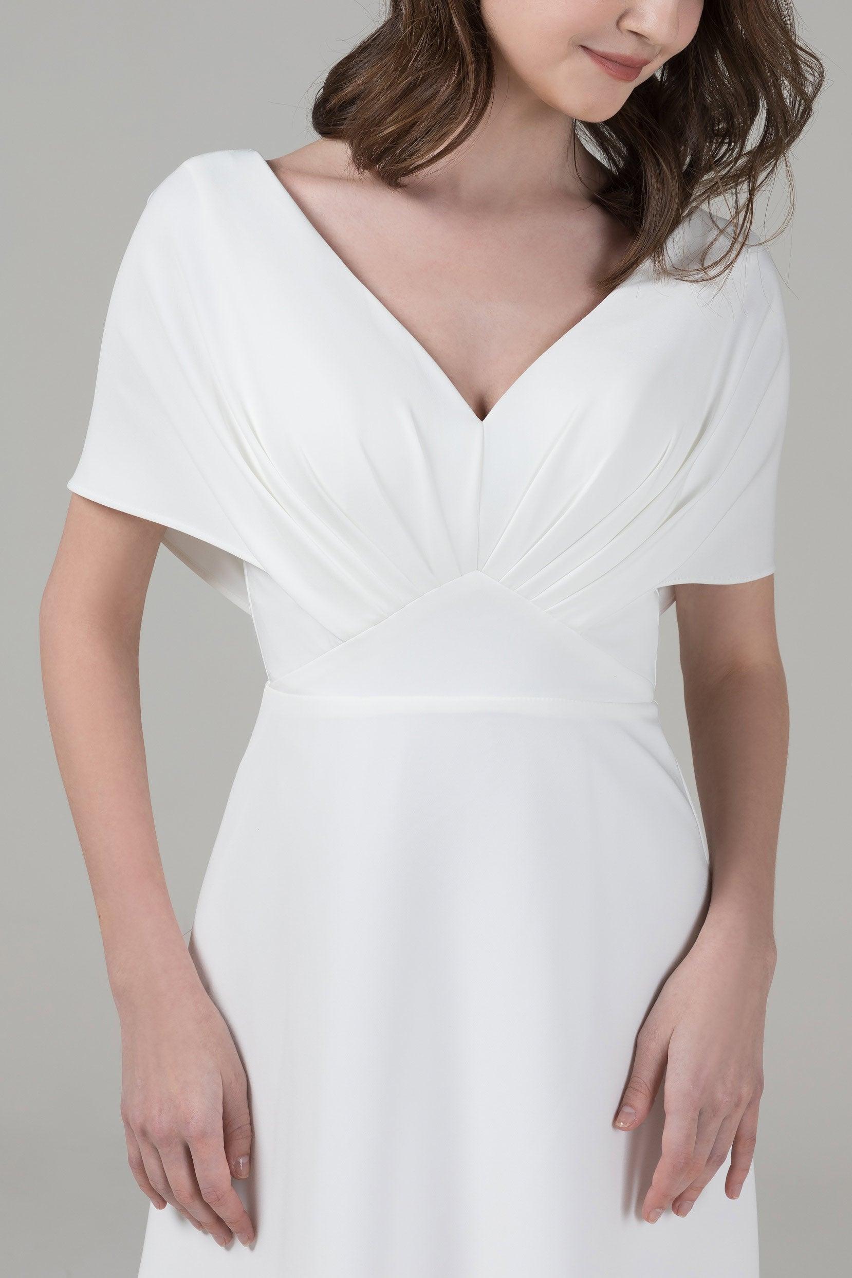 A-Line Court Train Elastic Cloth Wedding Dress CW2564 - COCOMELODY