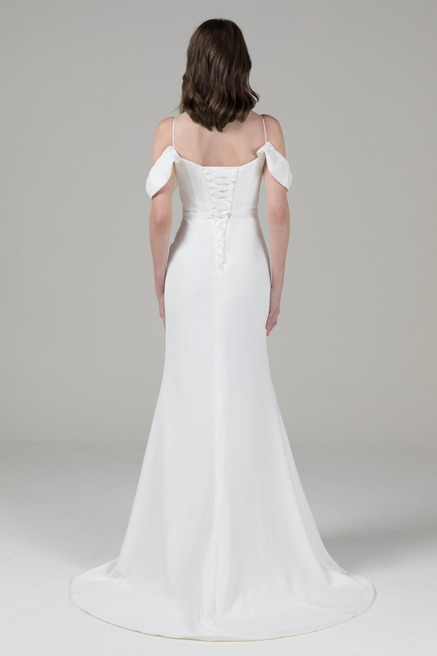 Mermaid High-Low Elastic Cloth Wedding Dress CW2572 - COCOMELODY