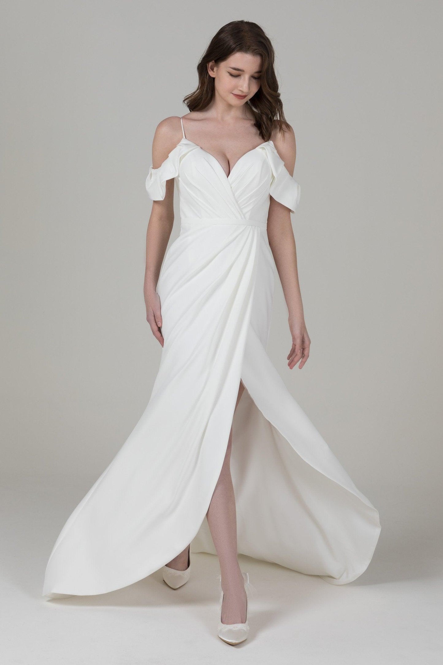 Mermaid High-Low Elastic Cloth Wedding Dress CW2572 - COCOMELODY