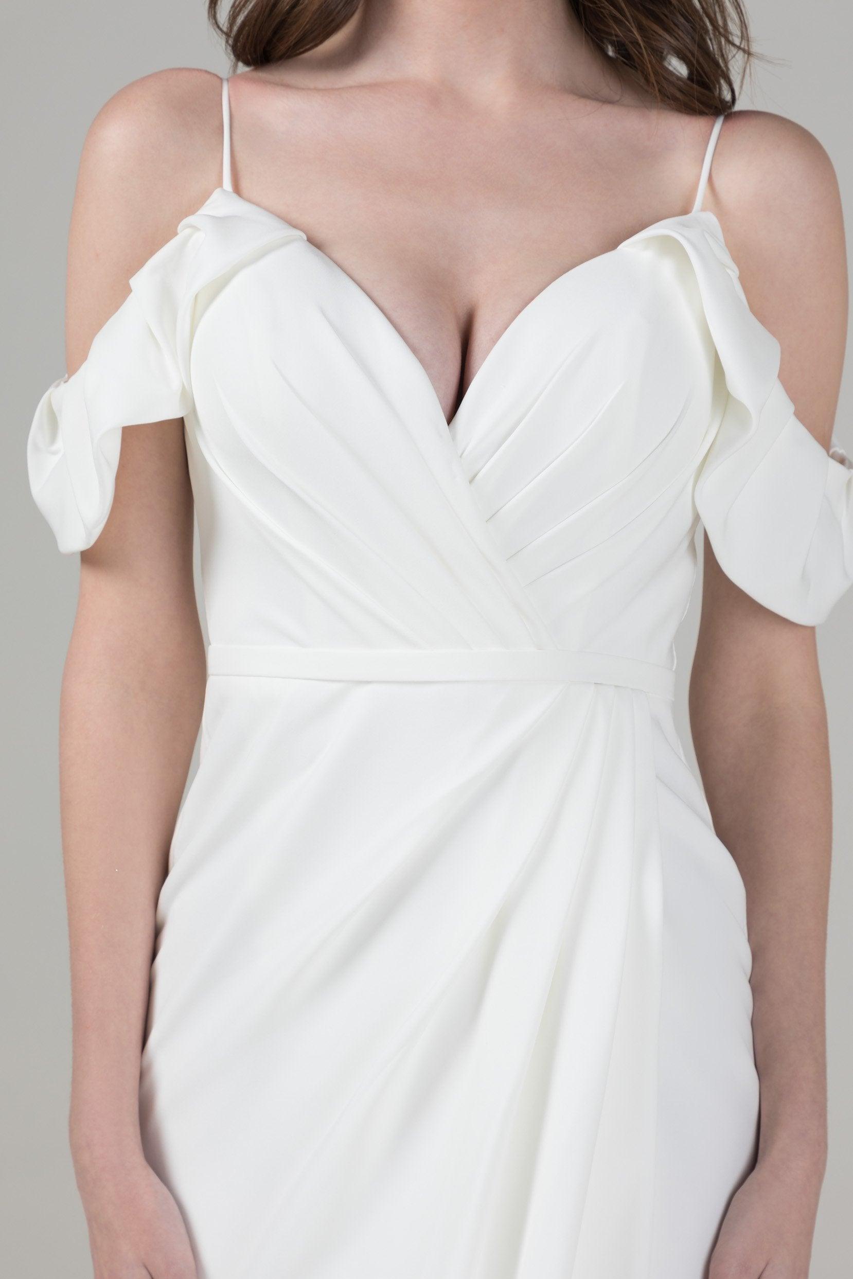 Mermaid High-Low Elastic Cloth Wedding Dress CW2572 - COCOMELODY
