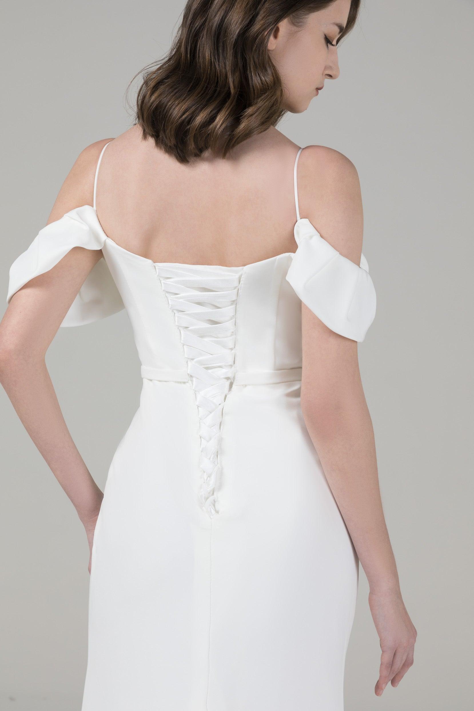Mermaid High-Low Elastic Cloth Wedding Dress CW2572 - COCOMELODY