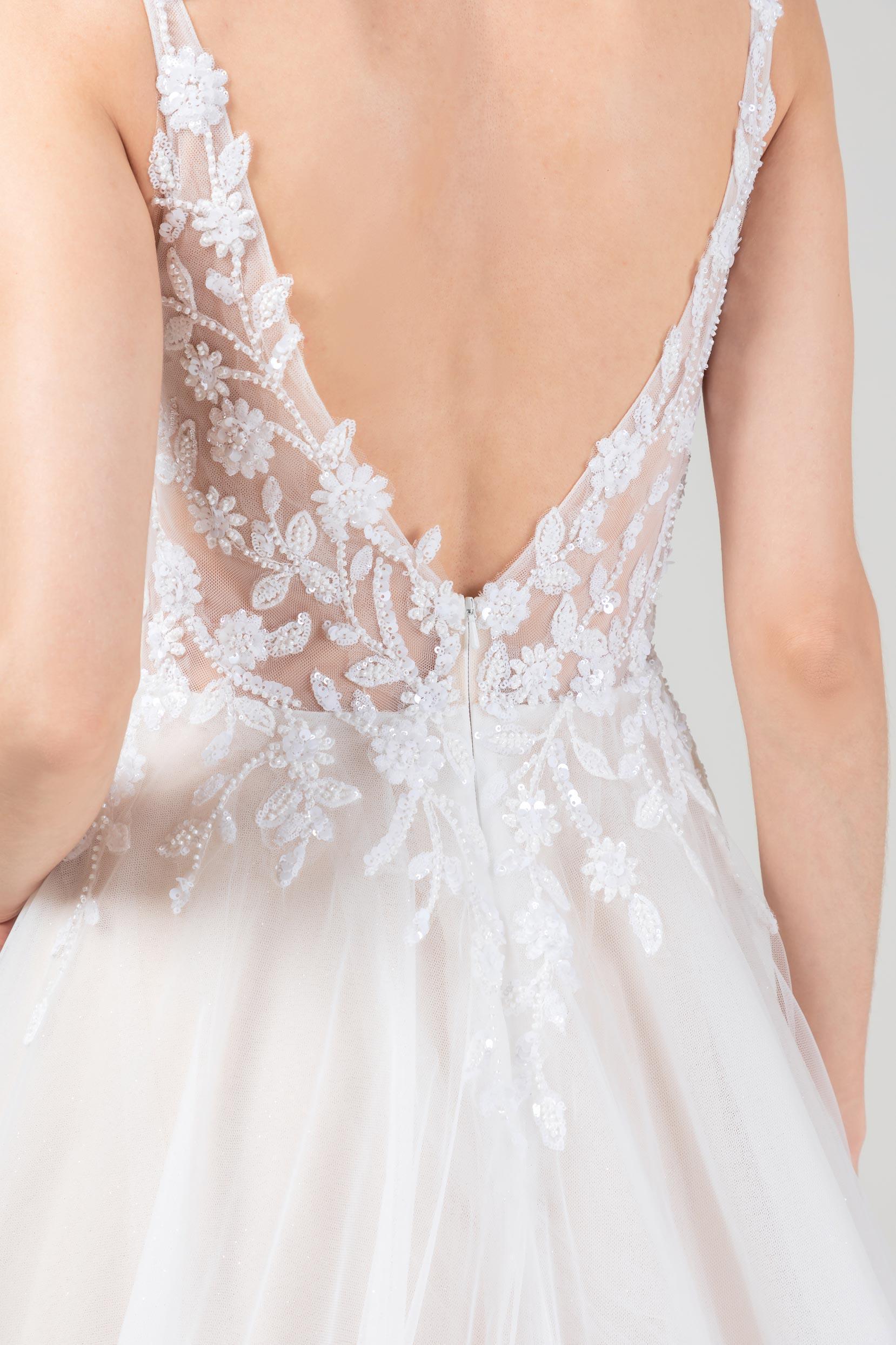 A-Line Court Train Tulle Lace Wedding Dress CW2585CR - COCOMELODY